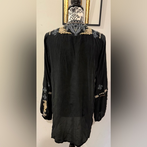 Johnny Was Silk Black Embroidery Tunic - Picture 8 of 11